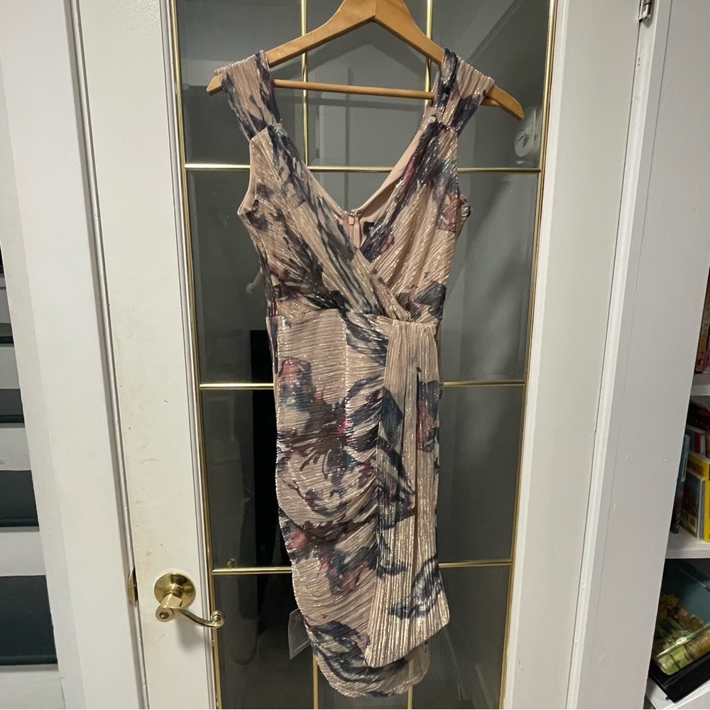 Le Chateau Purple and Cream Midi Dress extra small - Picture 11 of 13